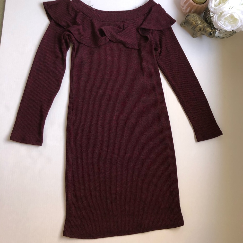 Burgundy long sleeve Dress size L